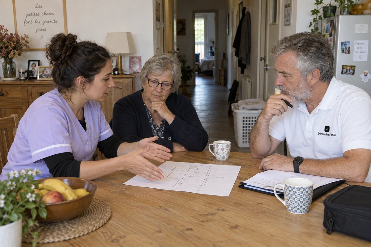 Une consultante Démarche Facile en intervention avec une professionnelle de l’aide à domicile